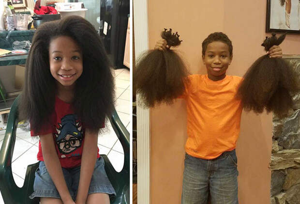 15. 8-летний Томас Мур два года растил волосы, чтобы сделать парики для онкобольных детей доброта, мир, поступок