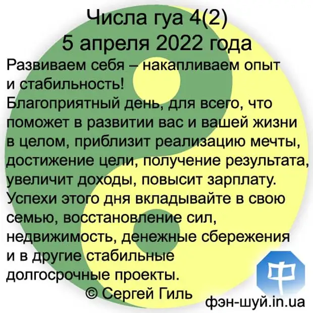 Числа гуа 4(2) 5 апреля 2022 года