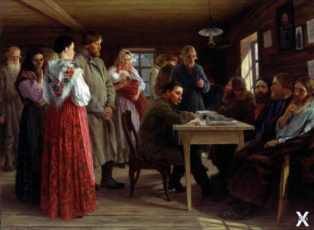 Волостной суд, 1888, худ. М. И. Зощенко