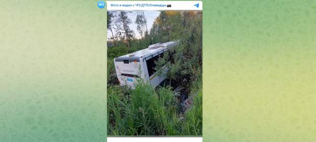 Съехавший в кювет пассажирский автобус в Подмосковье попал на видео