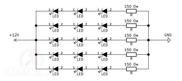 Схема светодиодной матрицы
