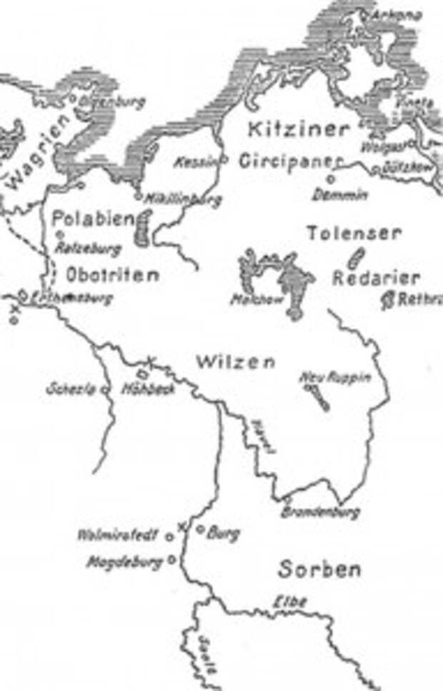 Немецкая карта западных славян X- XII века