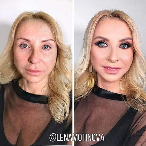 Фото женщин до и после макияжа