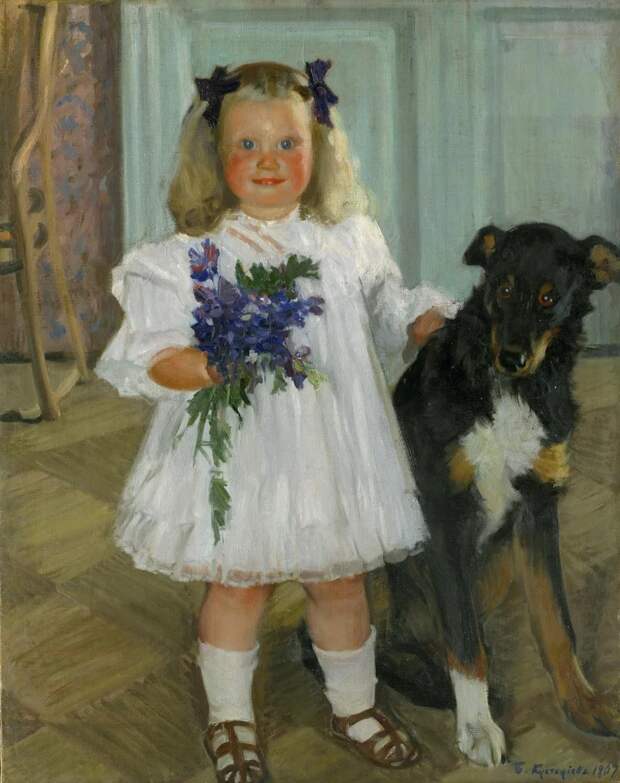 Портрет дочери Ирины с собакой Шумкой.