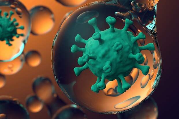 The coronavirus is spread by droplet infection. 3d render close-up., Image: 513540297, License: Royalty-free, Restrictions: , Model Release: no, Credit line: Galló Gusztáv / Panthermedia / Profimedia