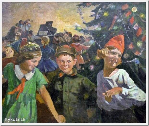 Колупаев Дмитрий Антонович (Россия, 1883 -1954) «Новогодняя елка в школе» 1950-е Колупаев Дмитрий Антонович (Россия, 1883 -1954) «Новогодняя елка в школе» 1950-е