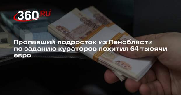 Пропавший подросток из Ленобласти по заданию кураторов похитил 64 тысячи евро