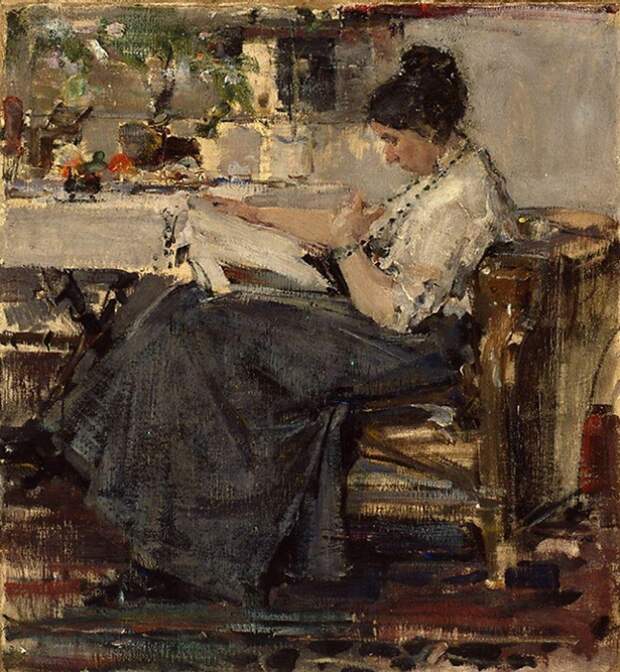 Николай Фешин. Портрет Сапожниковой, этюд, 1915 год