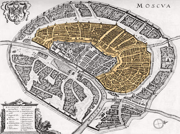 Белый город на плане Мериана 1638 г.