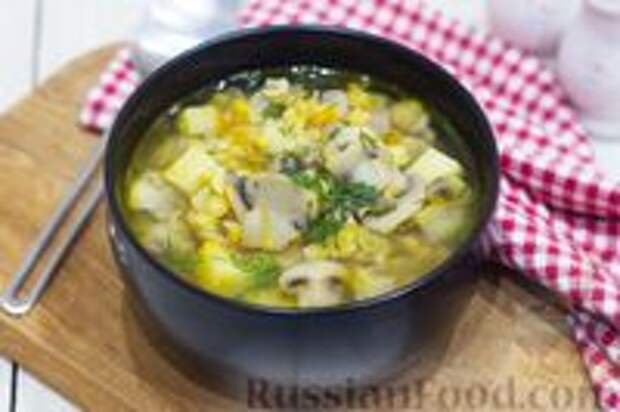 Фото к рецепту: Гороховый суп с шампиньонами