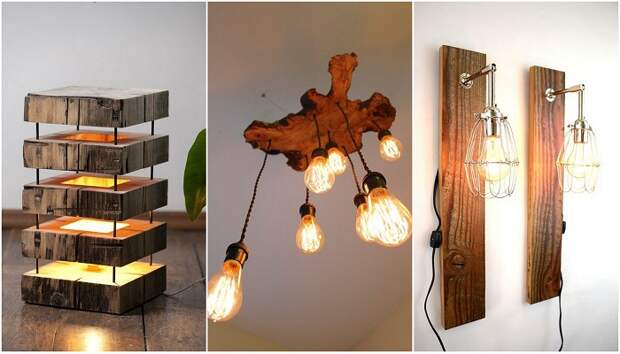 Оригинальные деревянные светильники, что станут просто изюминкой любого интерьера.