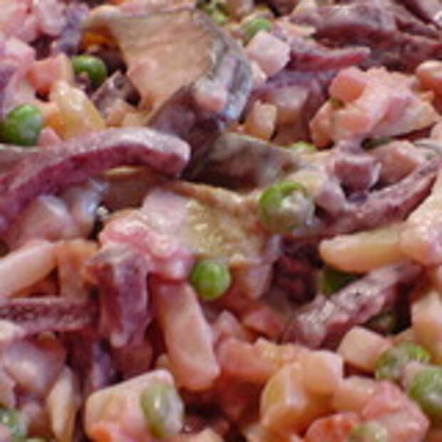 Салат "Росолье" с маринованными грибами