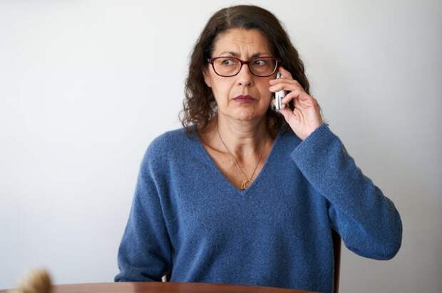 A person talking on a phone.