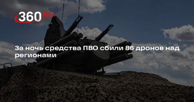 За ночь средства ПВО сбили 86 дронов над регионами