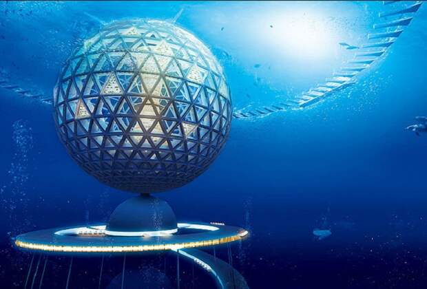 Компания «Shimizu Corporation» разработала концепцию подводного города-будущего «Океаническая Спираль» (Япония). | Фото: daypic.ru.