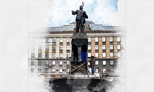 Памятник Ленину в Орле загажен птицами