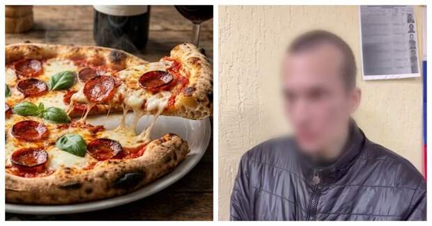 Голодный парень отобрал у курьера пиццу