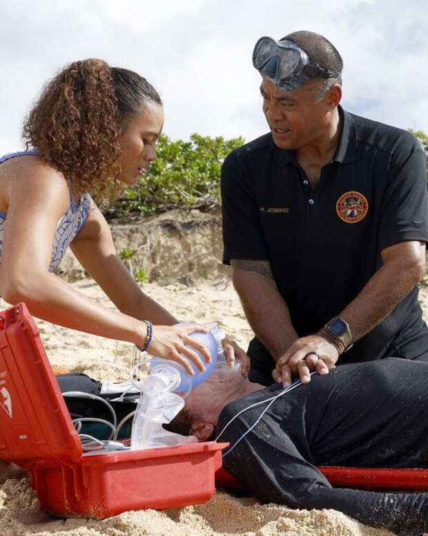 Sonny and Ocean work together on Rescue: HI-Surf Season 1 Episode 12.