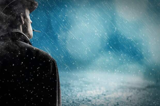 Человек, Дождь, Снег Дождь, В Одиночестве, Сигарета