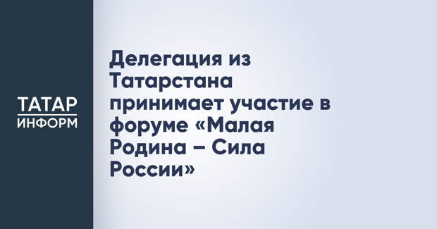 Делегация из Татарстана принимает участие в форуме «Малая Родина – Сила России»