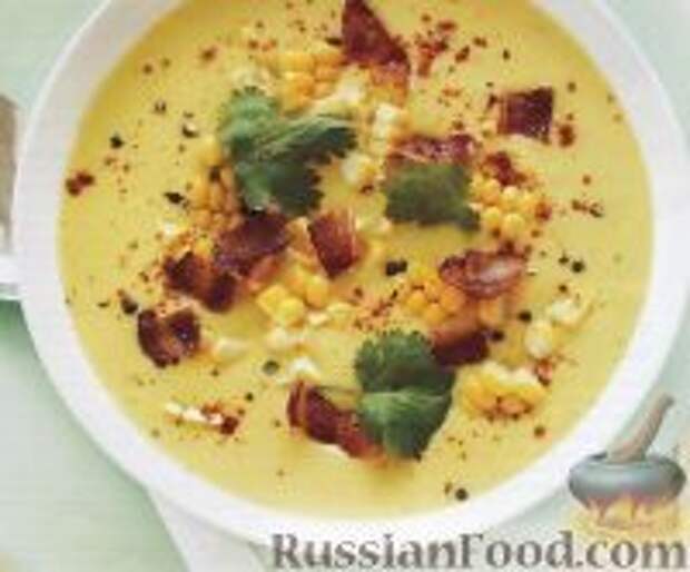 Фото к рецепту: Суп-пюре с кукурузой и беконом