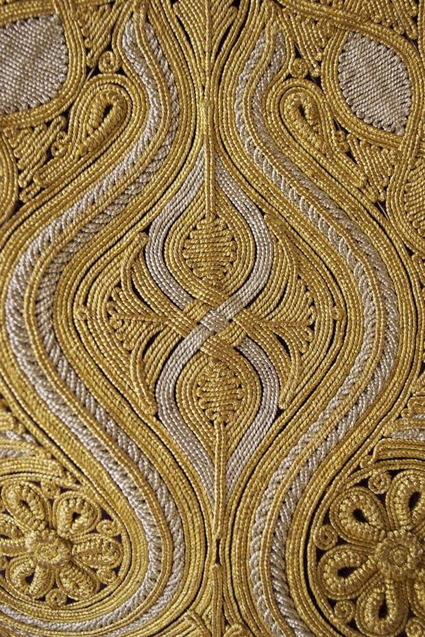 Detail of gold embroidered work on a pirpiri-coat.  Late-Ottoman clothing from the Balkans, late 19th-early 20th century.: 