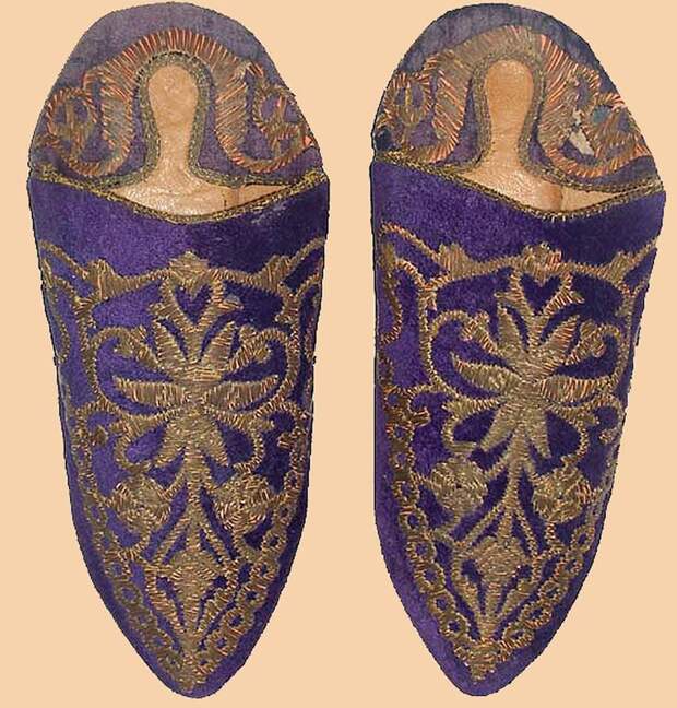 Ottoman Velvet Shoes  Embroidered with Gold and Silver: 