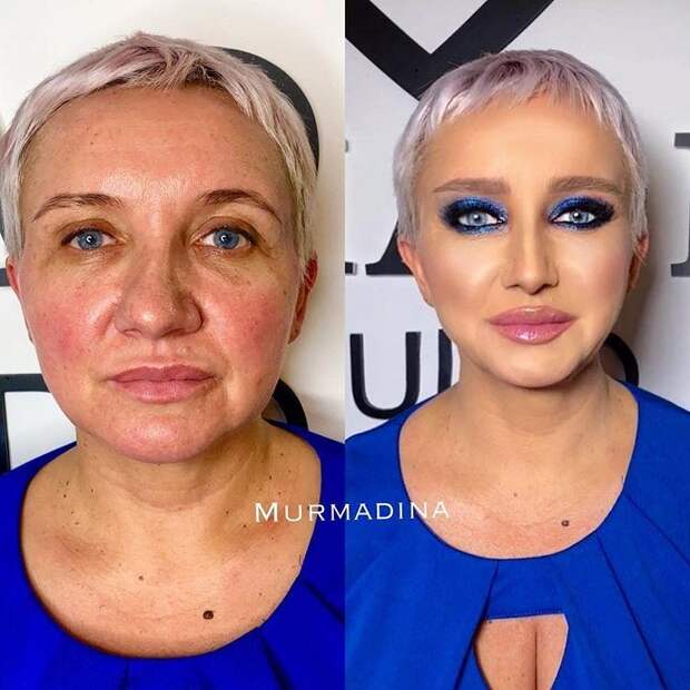Фото женщин до и после макияжа