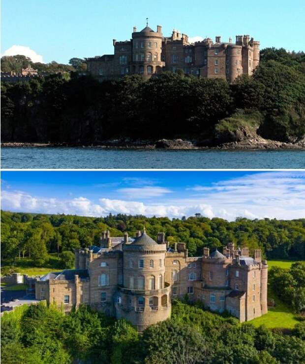 Со стороны побережья предусмотрена башня гигантских размеров, в которой находятся главные залы для приемов и резиденция главы семейства (Culzean Castle, Шотландия).