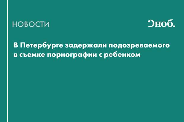 В Петербурге задержали подозреваемого в съемке порнографии с ребенком