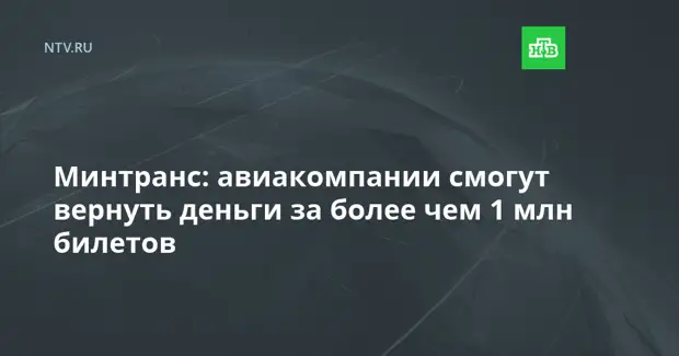 Минтранс: авиакомпании смогут вернуть деньги за более чем 1 млн билетов