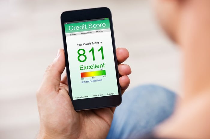 Person Checking Credit Score On Their Cell Phone