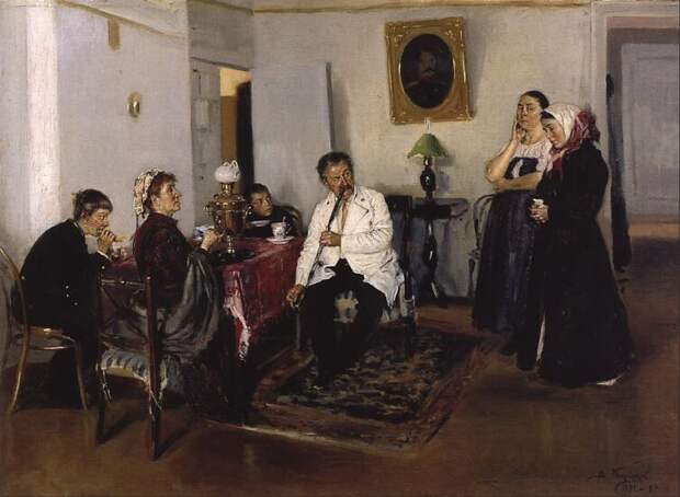 В. Е. Маковский, «Наем прислуги», 1891 г.