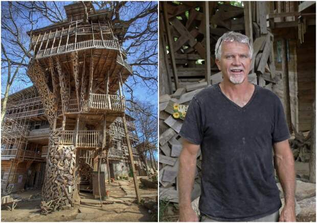 Гораций Берджесс построил на дереве гигантский дом площадью 900 кв. м (Кроссвилл, США). Гораций Берджесс построил на дереве гигантский дом площадью 900 кв. м (Кроссвилл, США).