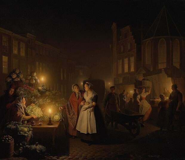 Художник Petrus van Schendel (1806 – 1870). Пока горит свеча