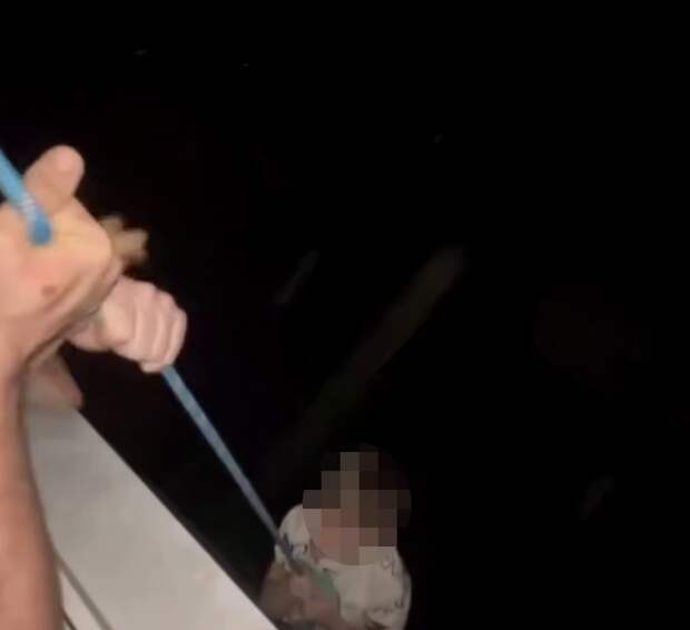 112: в Воронеже мужчина спускал ребенка с балкона на тросе и попал на видео