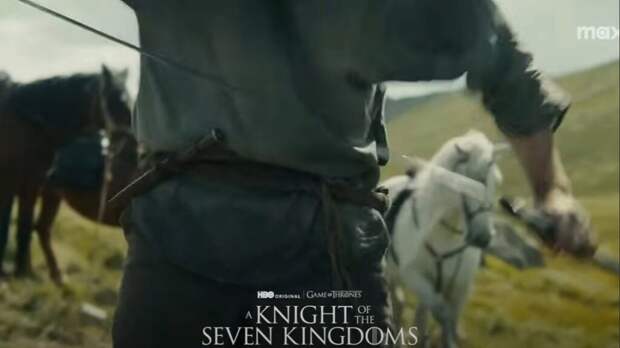 Ser Duncan the Tall (Dunk) drawing his sword, preparing to fight.