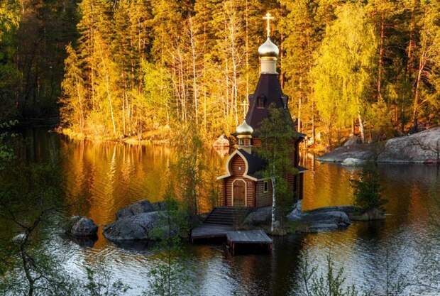 Русская церковь сказочной красоты, построенная на острове-скале история, прекрасное, фотографии, церковь