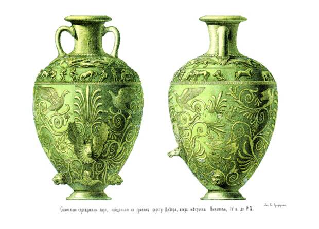 Скифская серебряная ваза, найденная на правом берегу Днепра.