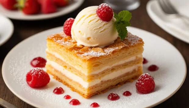 Наполеон с нежным кремом как мороженое: хрустящие коржи и меньше масла 