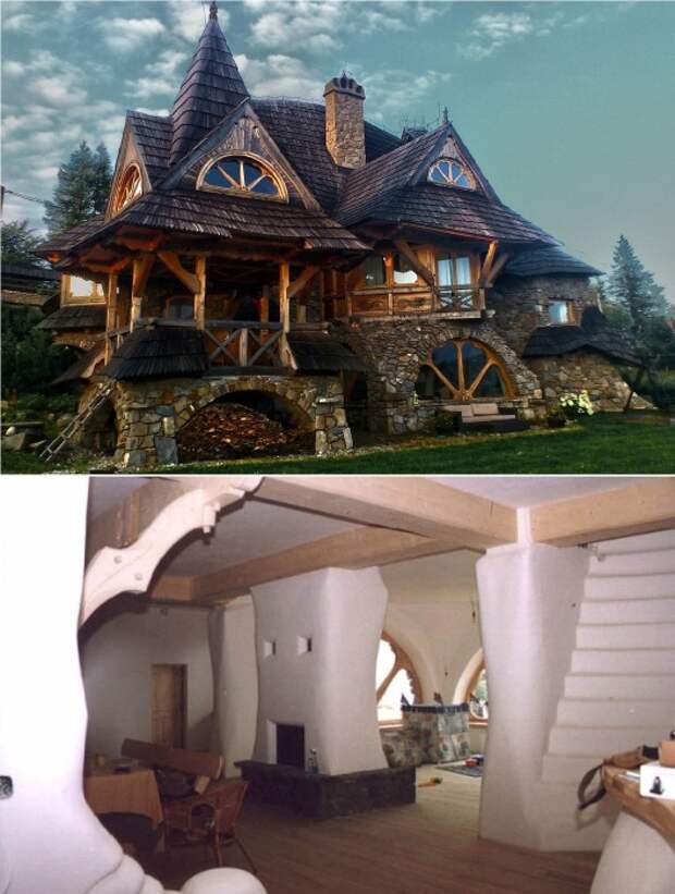Дом для семьи Калиновских – первое серьезное испытание приданием органичной формы архитектуре горцев (работа Себастьяна Питоня, 2000 год).