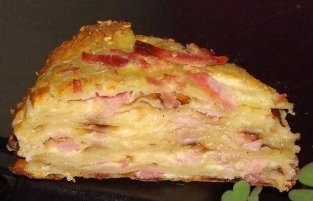 сырный пирог с ветчиной