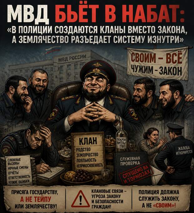 МВД бьёт в набат: «В полиции создаются кланы вместо закона, а землячество разъедает систему изнутри»
