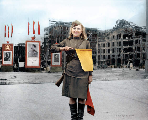 Рядовой Любовь Росенова в Берлине, июль 1945 года, Советская зона оккупации интересно, история, фото