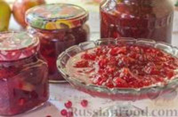 Фото к рецепту: Брусничный джем с яблоками и грушами