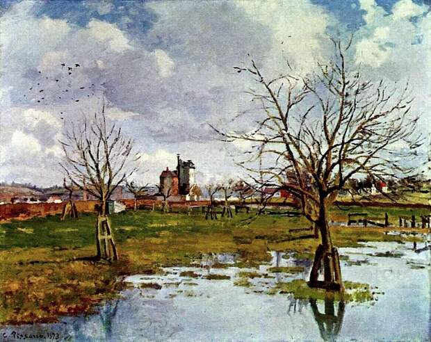 Landscape with Flooded Fields. (1873). Писсарро, Камиль