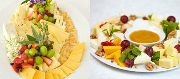 сырная тарелка с фруктами и орехами