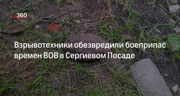 Взрывотехники обезвредили боеприпас времен ВОВ в Сергиевом Посаде