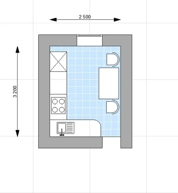 План кухни 2 на 2 метра