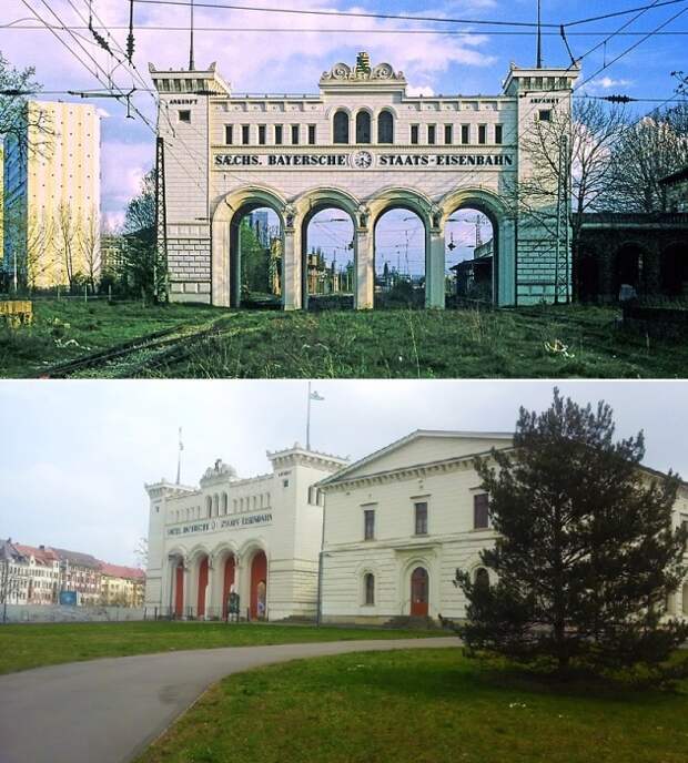Поскольку старинное здание железнодорожного вокзала охраняется законом, его наконец-то привели в порядок (Leipzig Bayerischer Bahnhof, Германия). Поскольку старинное здание железнодорожного вокзала охраняется законом, его наконец-то привели в порядок (Leipzig Bayerischer Bahnhof, Германия).